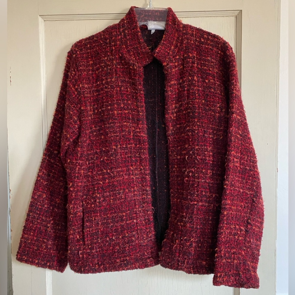 Chico's Red Tweed Blazer with pockets